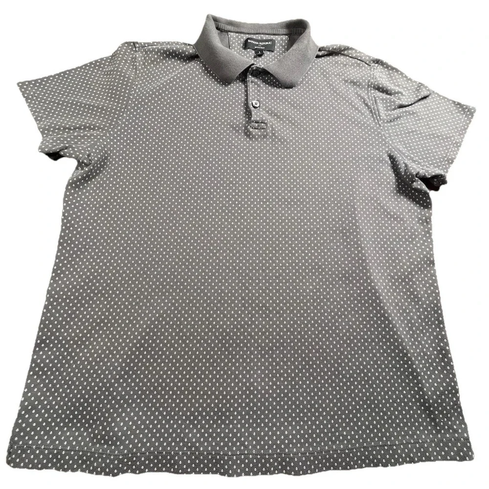 Banana Republic Dress Polo Shirt‎ Men's Size Large Short Sleeve Casual Dark Gray